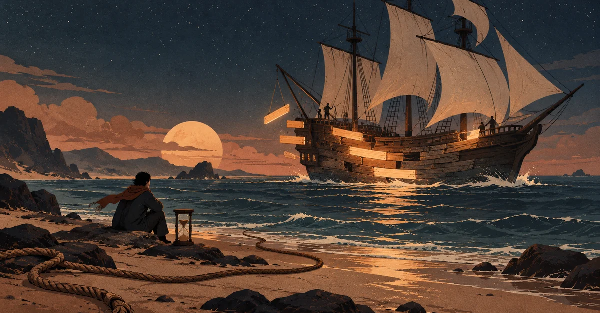 A ship having its planks replaced as it sails