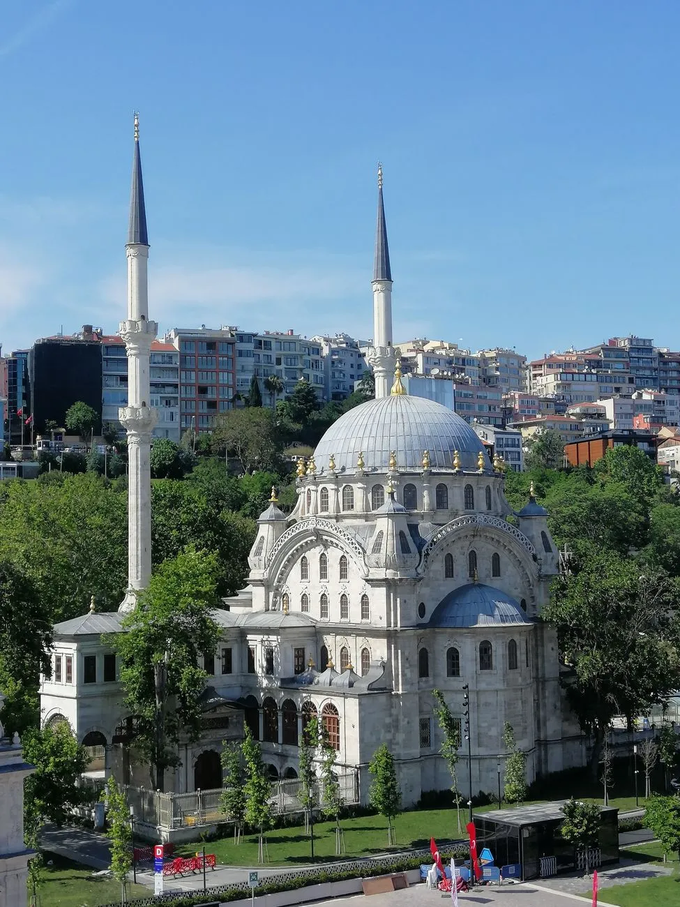 Sunlit Nusretiye Mosque amidst Istanbul